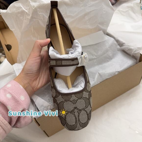 NEW Coach C Rivet Mary Jane In Signature Jacquard Oak/Maple CAP82 us 8 - Picture 6 of 13